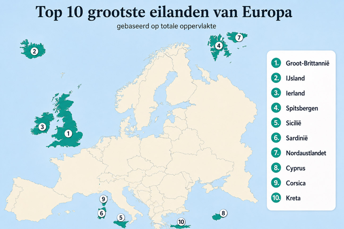 Top 10 grootste eilanden van Europa
