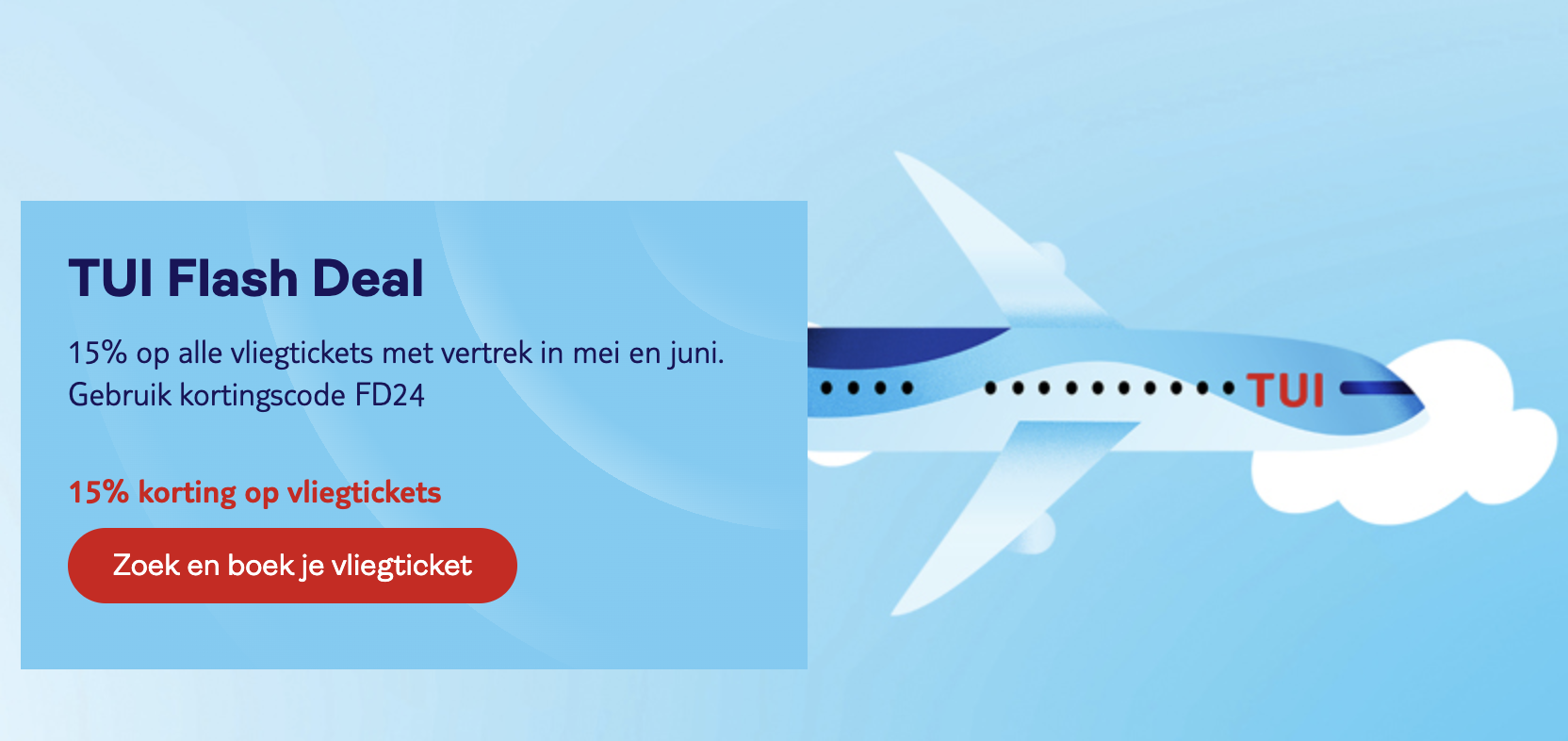 Nu 15% korting op alle TUI vliegtickets