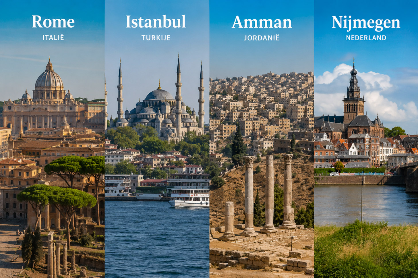 Wat hebben Rome, Amman, Istanbul en Nijmegen met elkaar gemeen?